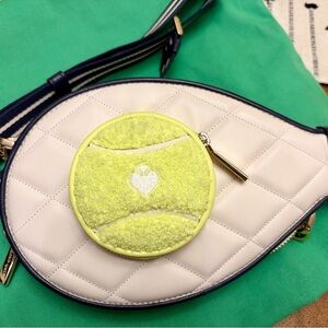 Kate Spade White Quilted Crossbody Bag with Tennis Ball Accent
